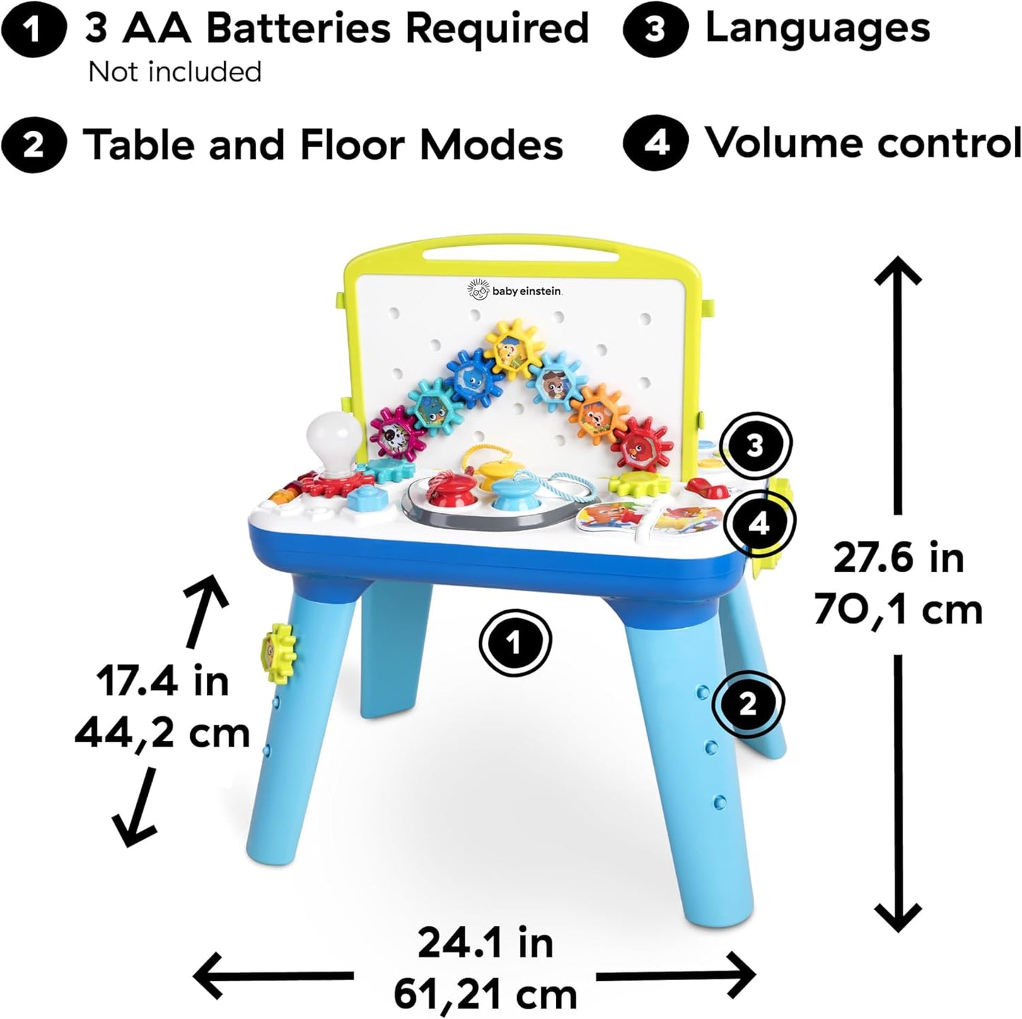 Baby Einstein Curiosity Table Activity Table Toddler Toy & Play Table, with Lights and Melodies, Montessori & STEAM Inspired, Ages 1, 2, 3, 4+